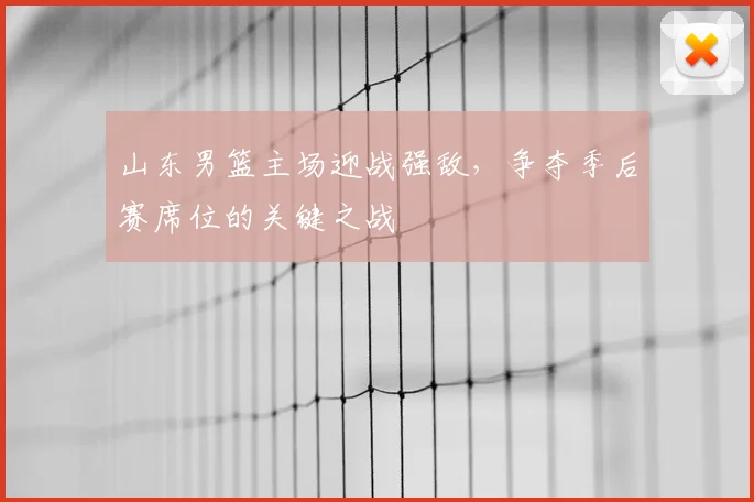 山东男篮主场迎战强敌,争夺季后赛席位的关键之战